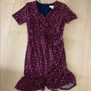 Michael Kors Red V-Neck Short Sleeve Midi Dress